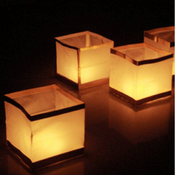 Drijvende lantaarn - 20x stuks - lampion - 15 x 15 cm - wit - Vierkant - voor op het water