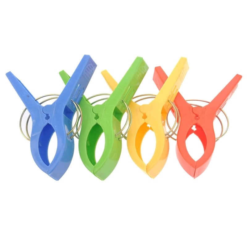 Grote knijpers - 4x stuks - gekleurd - 12 cm - plastic - XL - handdoeken knijpers