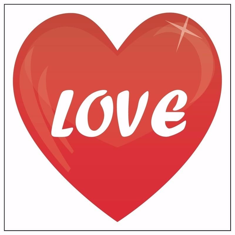Love rood hartje sticker - 5x - 10x10 cm - Rood op wit - Valentijn thema - Wijnfles cadeau etiket