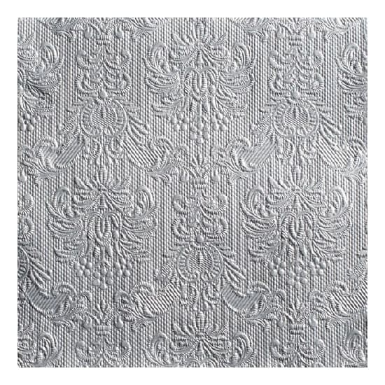 Servetten Luxe - 45x stuks - 33 x 33 cm - zilver - barok patroon - 3 laags