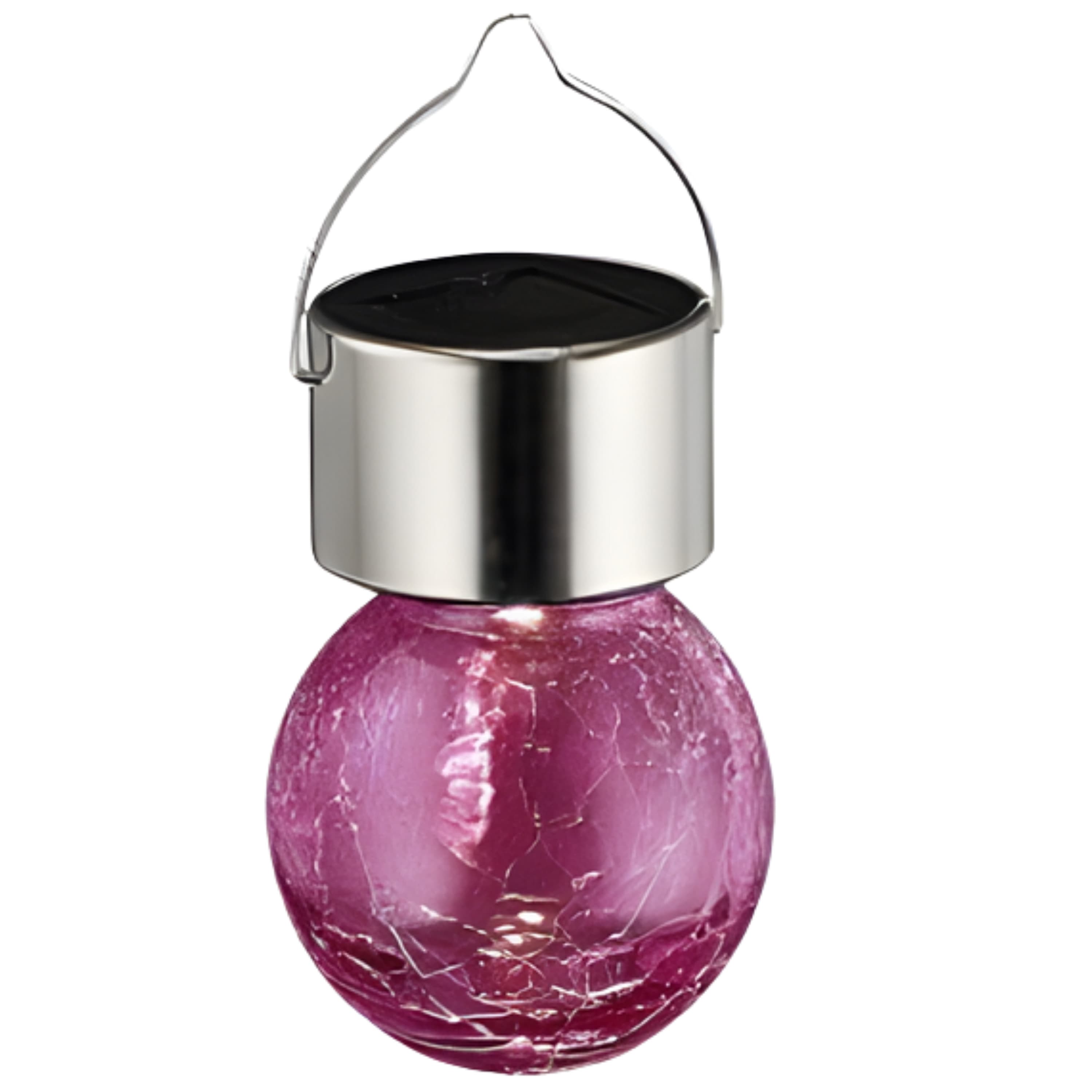 Sunnydays Solar sfeer hanglamp - tuin - lampenbol - roze - glas - 9 cm