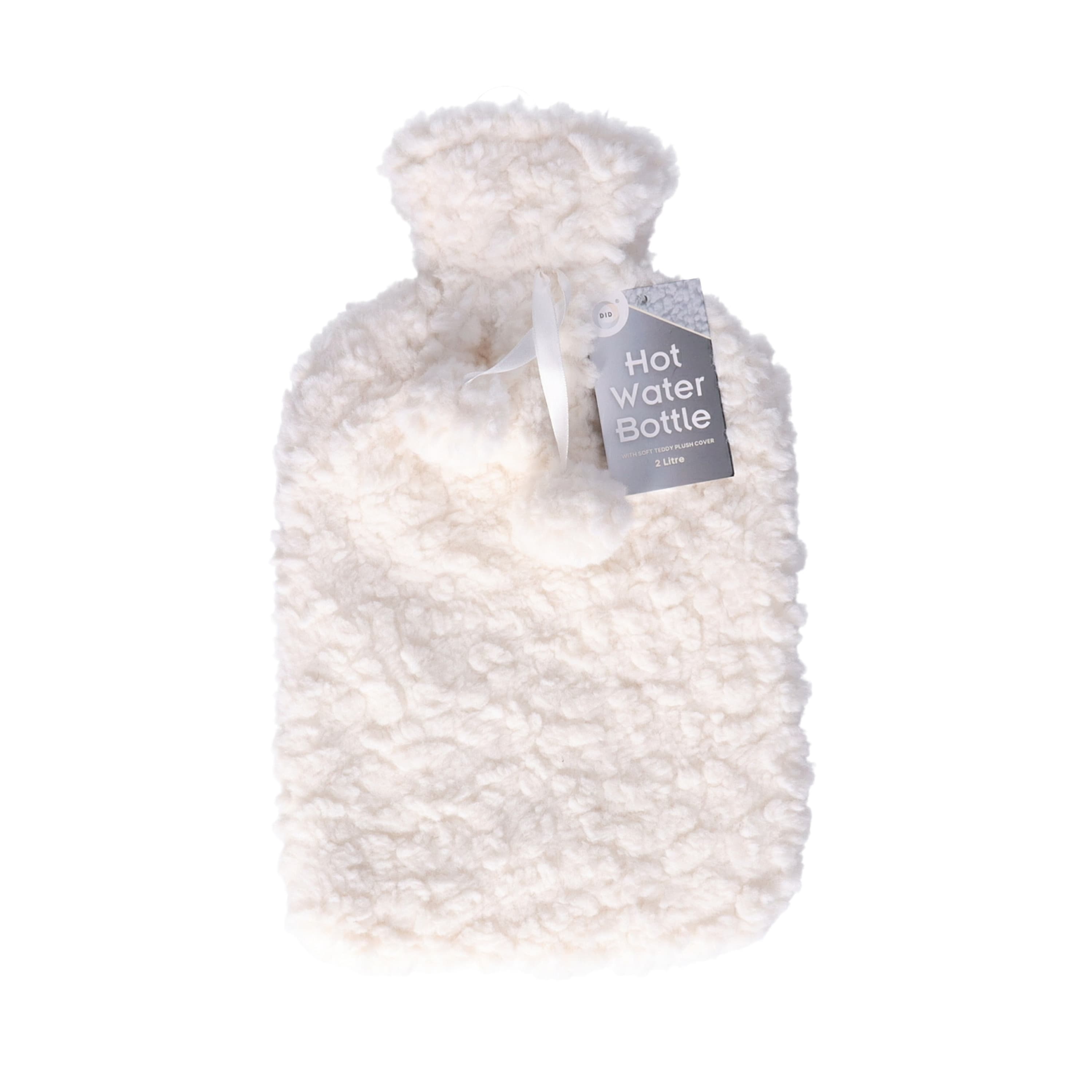Warmwaterkruik - met zachte pluche hoes - wit - 2L - kruik