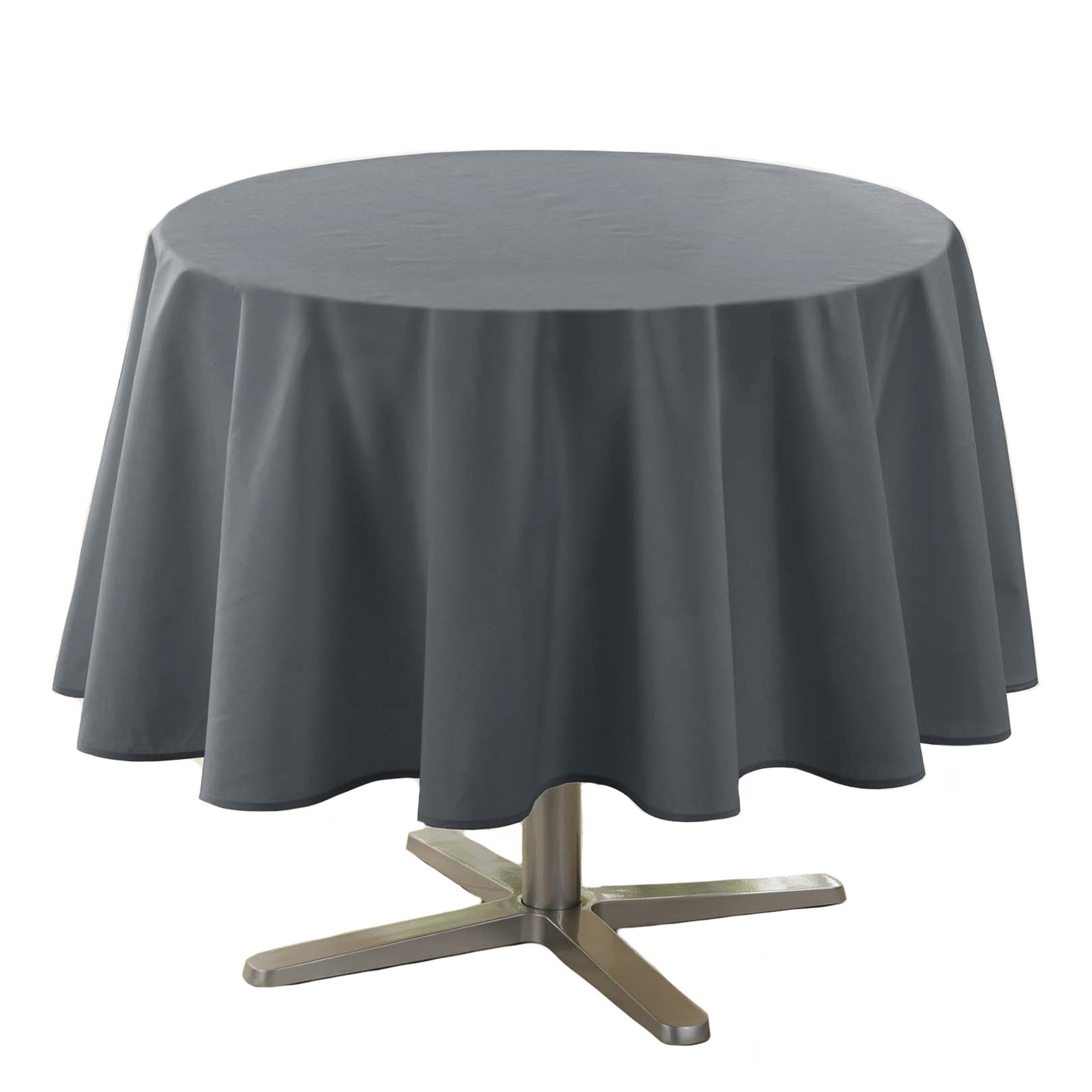 Wicotex Eettafel tafelkleed rond - donkergrijs - polyester - Dia 180 cm - Basic tafelkleden