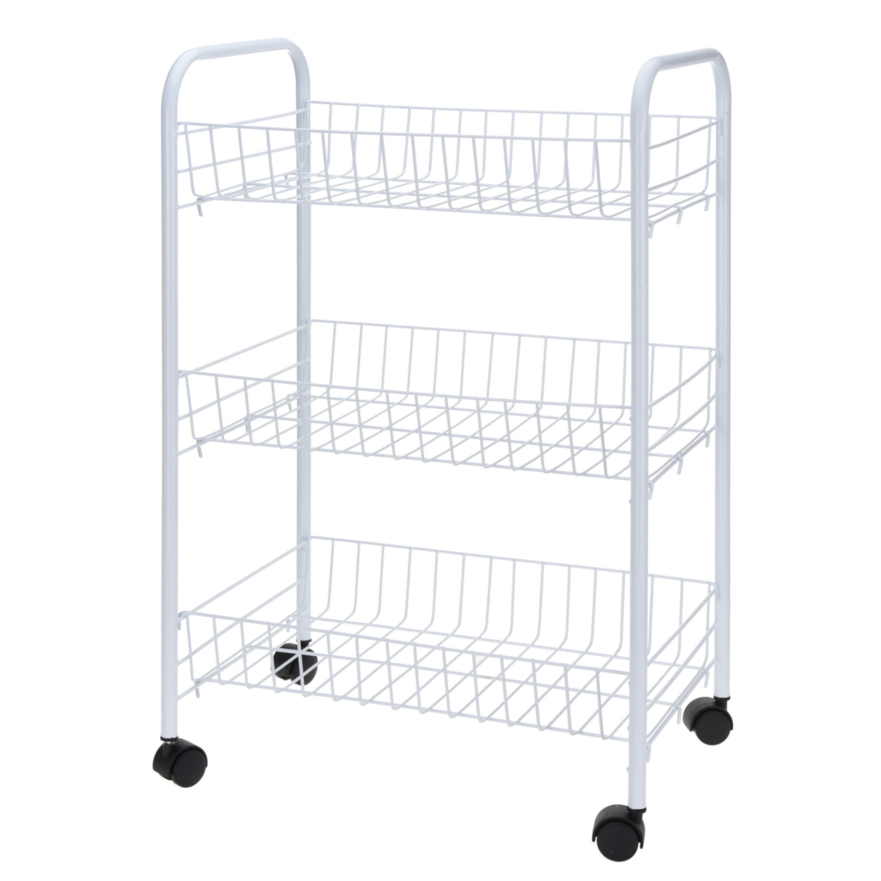 Witte keuken trolley met manden op wielen